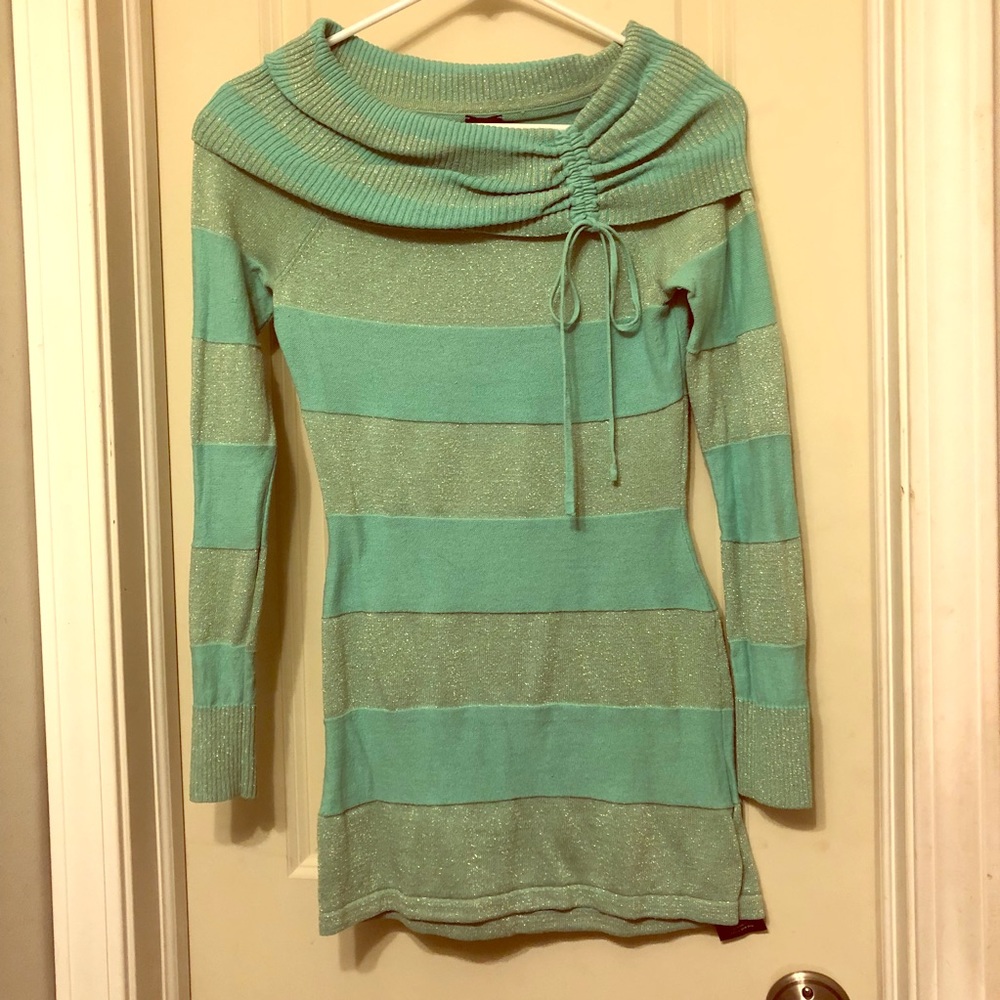 Bebe Flattering Mint Green Bodycon Sweater Dress XS
